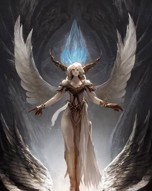 Beautiful Young Girl, she is a Black Angel of Death with a Magic Staff in  Her Hands, Barefoot Hovering in the Middle of an Stock Illustration -  Illustration of angel, girl: 214908511