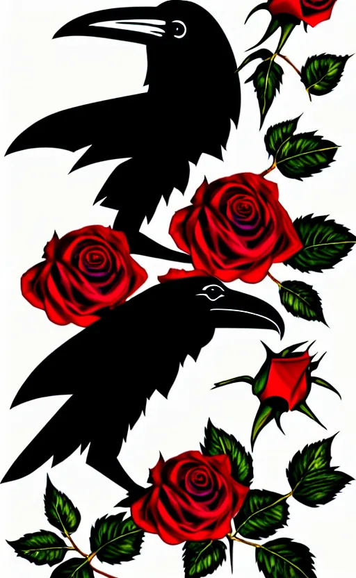 Image similar to ravens and roses illustration