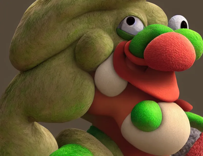 Prompt: highly detailed portrait of yoshi from nintendo, head and torso, unreal engine