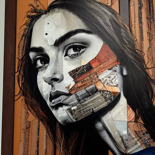 Image similar to by sandra chevrier chestnut, slate grey hyperdetailed. a installation art of a beautiful young woman seated at a window, looking out at the viewer with a serene expression on her face. the light from the window illuminates her features & creates a warm, inviting atmosphere. the essence of beauty & tranquility.