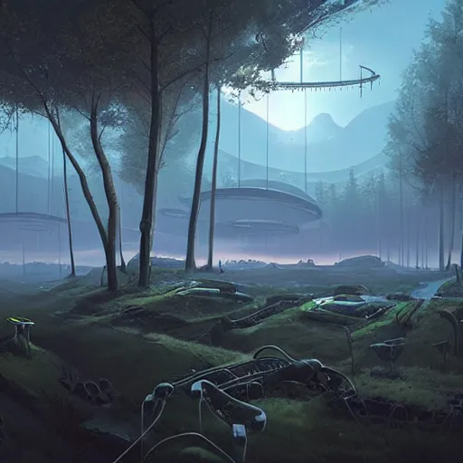 Image similar to halo ring from the game halo, simon stalenhag