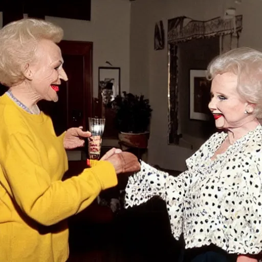 Image similar to bill cosby handing betty white a drink