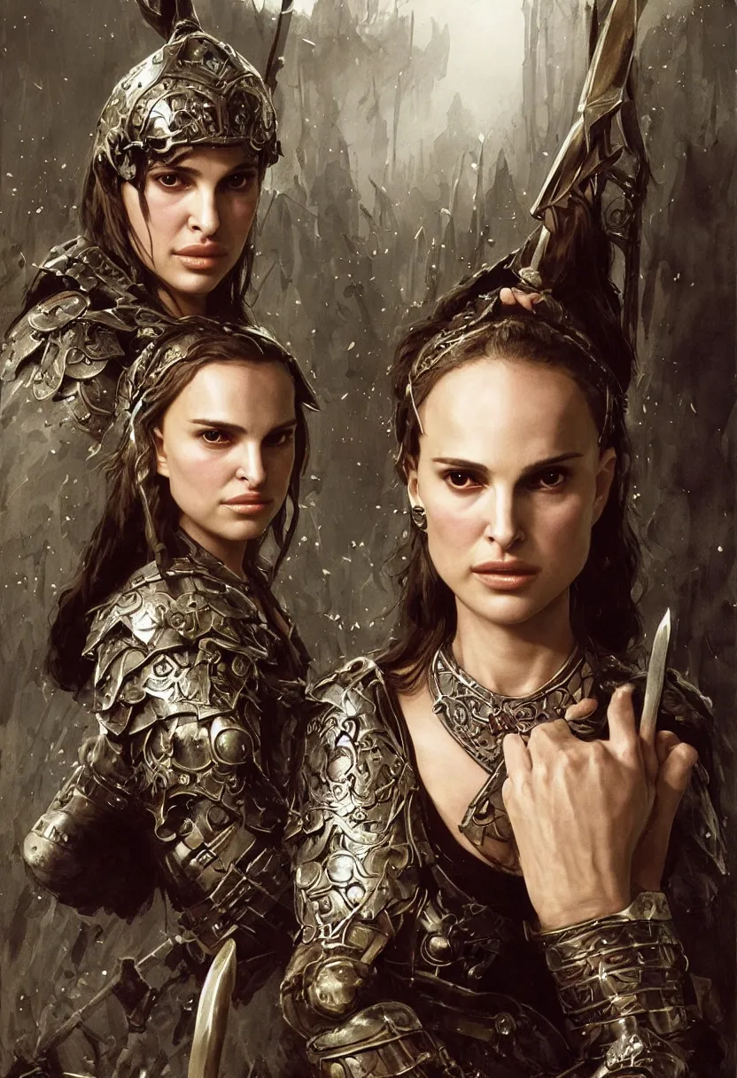 Image similar to young natalie portman as mathilda, legendary warrior, heroic fighter, lord of the rings, tattoos, decorative ornaments, battle armor, by omar ortiz, carl spitzweg, ismail inceoglu, vdragan bibin, hans thoma, greg rutkowski, alexandros pyromallis, perfect face, fine details, realistic shading photorealism