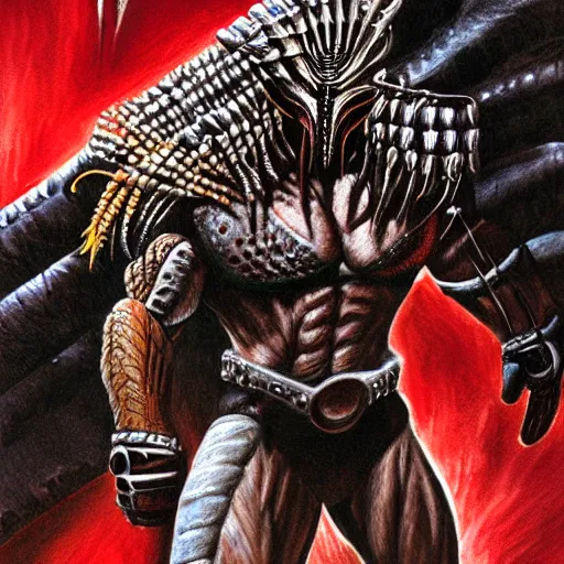 Image similar to a detailed illustration of of predator by chris warner