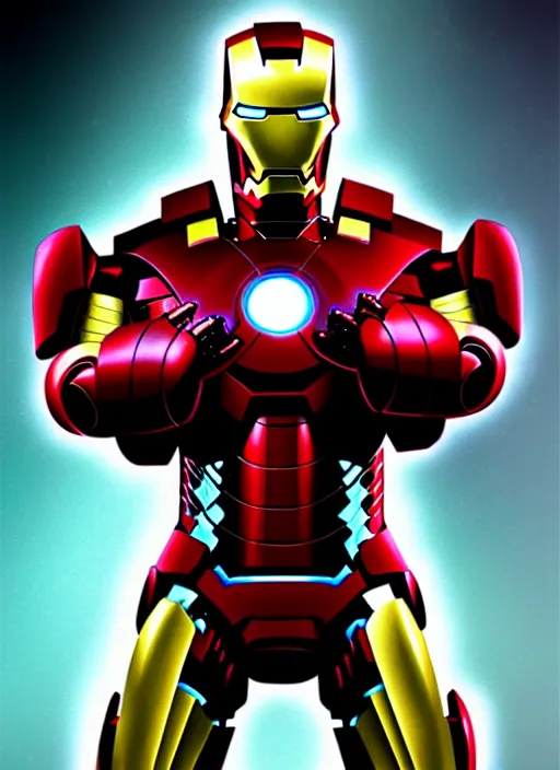 Prompt: iron man, howard lovecraft style, crazy background, digital art, high quality, high detail,