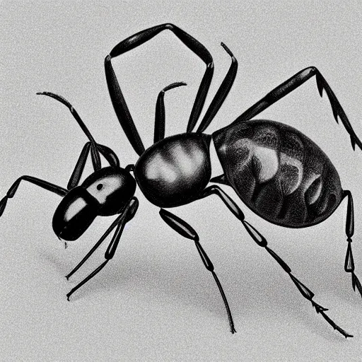 Image similar to fire ant, black and white, botanical illustration