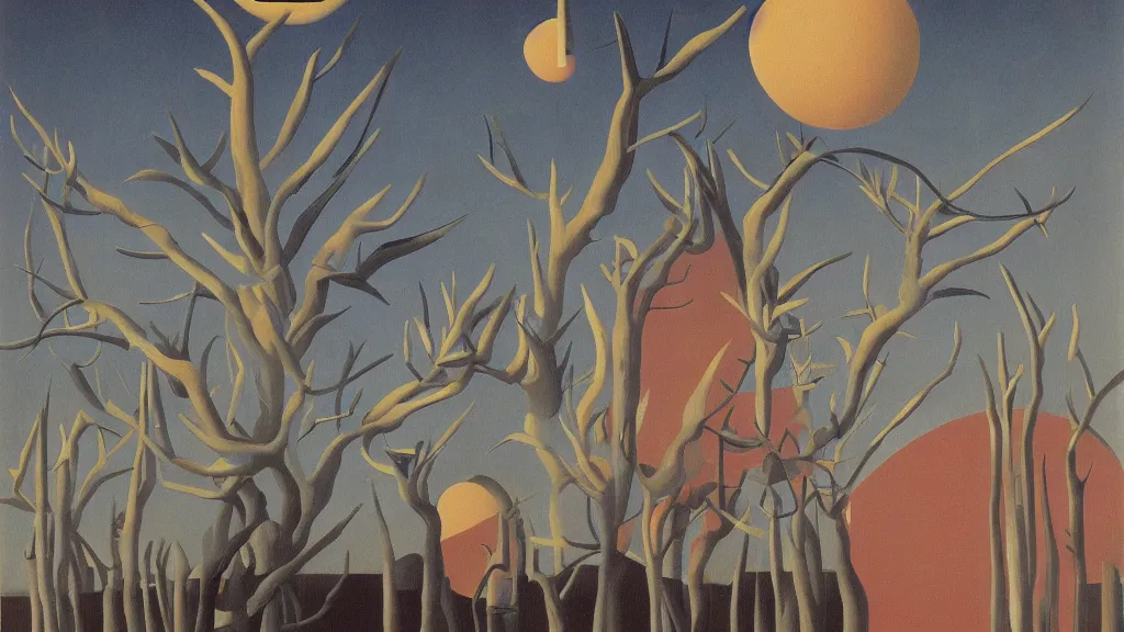 Image similar to abstract primitivism minimalism art painting, lines, forms, shapes, in style ofrene magritte