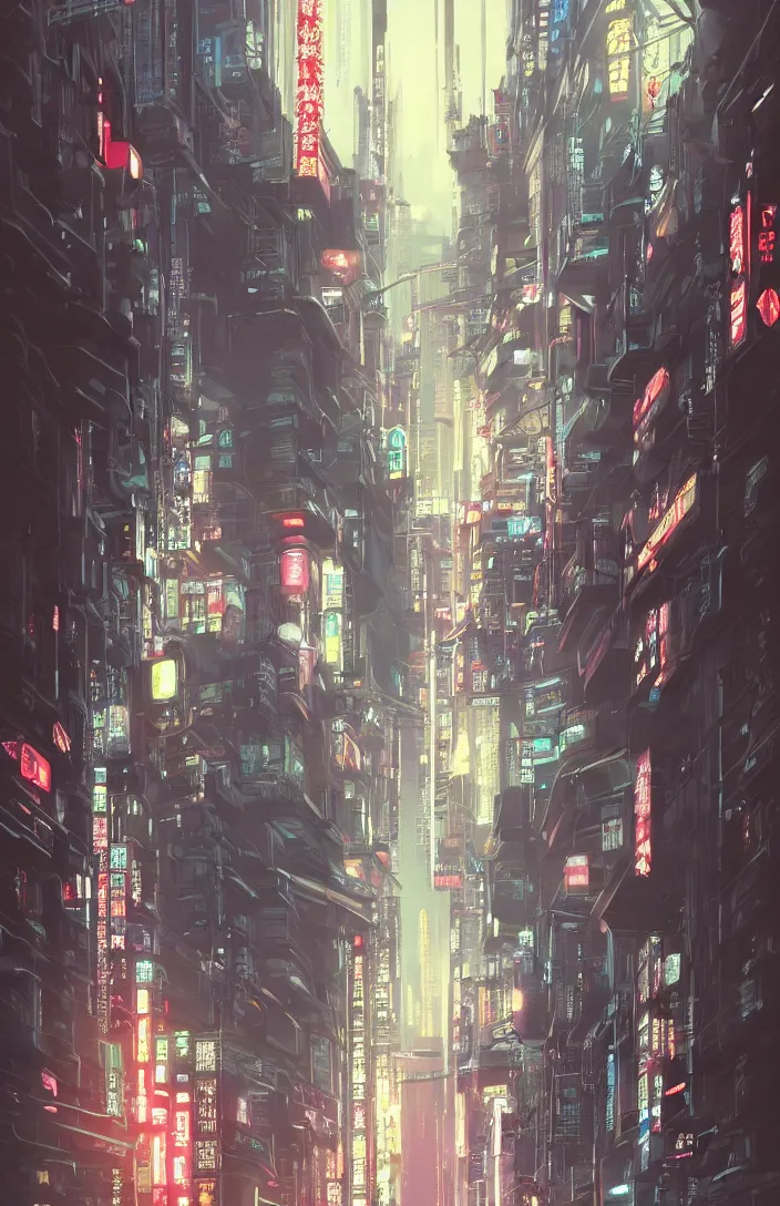 Image similar to cyberpunk robot in future japan at night, concept art, fine details, studio ghibli, cinematic lighting, ghost-in-the-shell, cyberpunk,sci-fi, fantasy, intricate, elegant, highly detailed, digital painting, trending on artstation, concept art, smooth, sharp focus, illustration, by james gurney and greg rutkowski