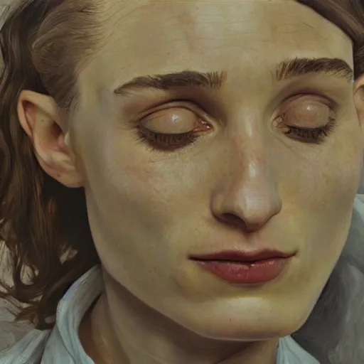 Image similar to high quality high detail painting by lucian freud, hd, portrait of rooney mara, photorealistic lighting