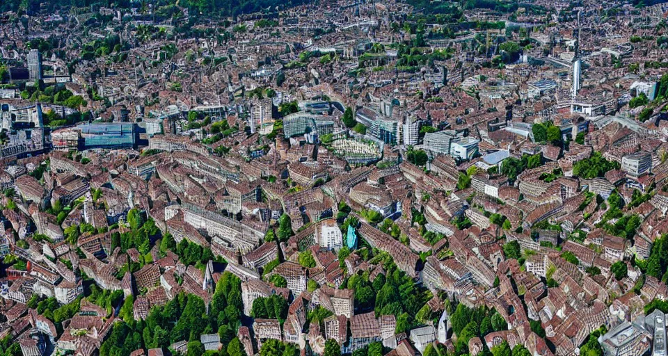 Prompt: aerial photography city bern