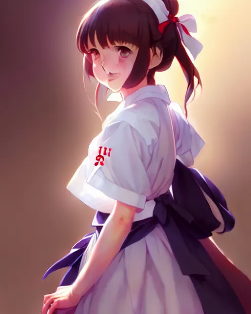 Image similar to young girl in maid uniform by Stanley Artgerm Lau, WLOP, Rossdraws, James Jean, Andrei Riabovitchev, Marc Simonetti, and kyoani, krenz cushart, pixiv