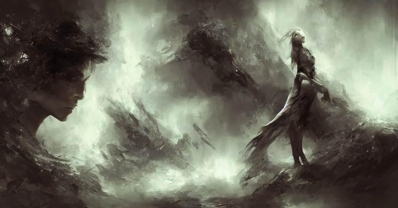 Prompt: endless dark ground, representing consciousness, in the silent world, absolute peace and quiet ground, still moment, digital art, by raymond swanland