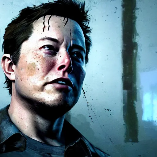 Image similar to portrait of elon musk in last of us 2, in game graphic, ps 5 gameplay, screenshot, high quality