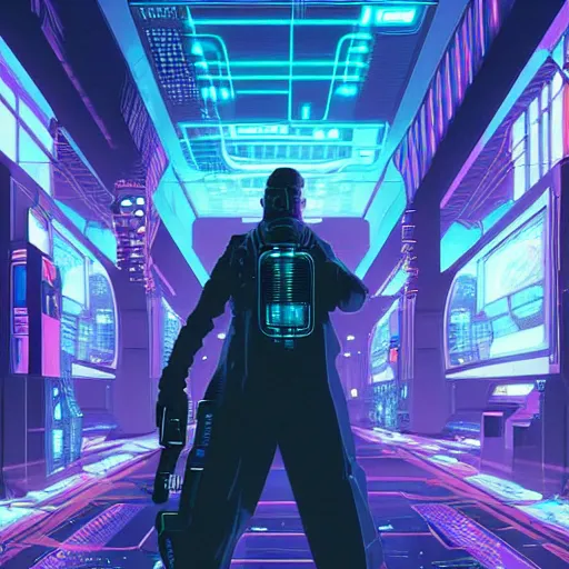 Image similar to a cyberpunk netrunner surrounded by a glowing computer interface, centered in the frame, cyberpunk concept art by Jean Giraud and josan gonzales, digital art, highly detailed, intricate, sci-fi, sharp focus, Trending on Artstation HQ, deviantart, 4K UHD image