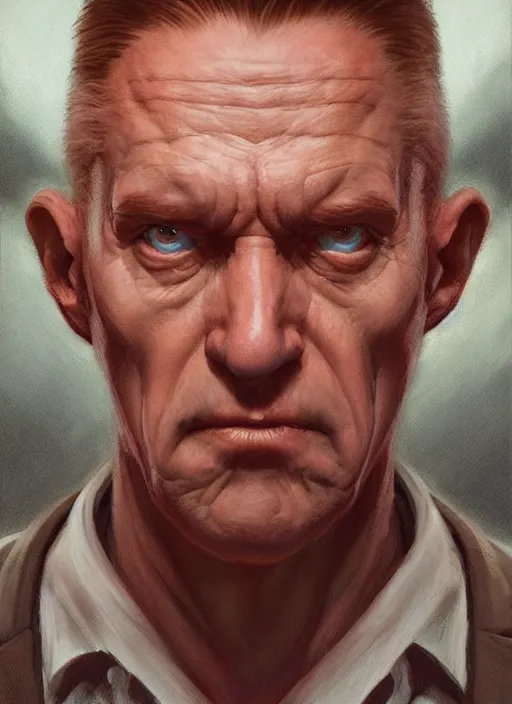 Image similar to portrait of Leland from Evil (2019), highly detailed, centered, solid color background, digital painting, artstation, concept art, smooth, sharp focus, illustration, Jason Edmiston, donato giancola, Joseph Christian Leyendecker, Les Edwards, Ed Repka, WLOP, Artgerm