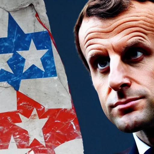 Prompt: Emmanuel Macron as a superhero