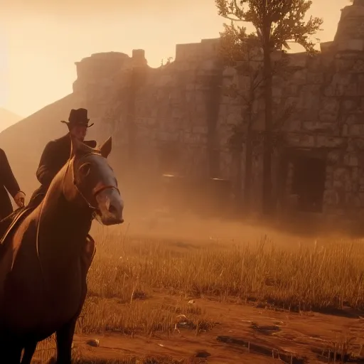 Image similar to Film still of El Risitas in Red Dead Redemption 2 (2018 video game)