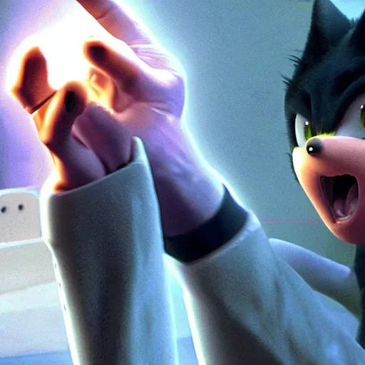 Image similar to a still of from the movie the exorcist crossover with the game sonic unleashed