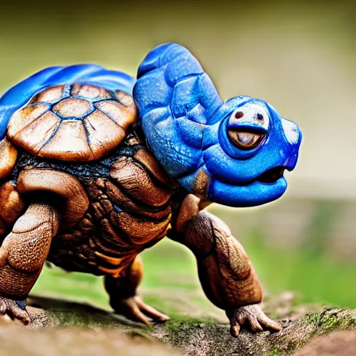 Prompt: national geographic professional photo of blastoise, award winning