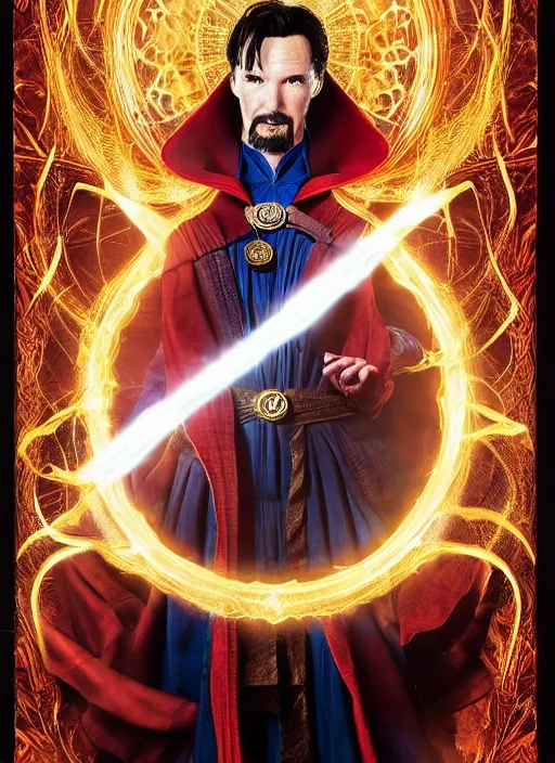 Prompt: portrait of doctor strange opening a portal to hell, by charlotte grimm, natural light, detailed face, beautiful features, symmetrical, canon eos c 3 0 0, ƒ 1. 8, 3 5 mm, 8 k, medium - format print,