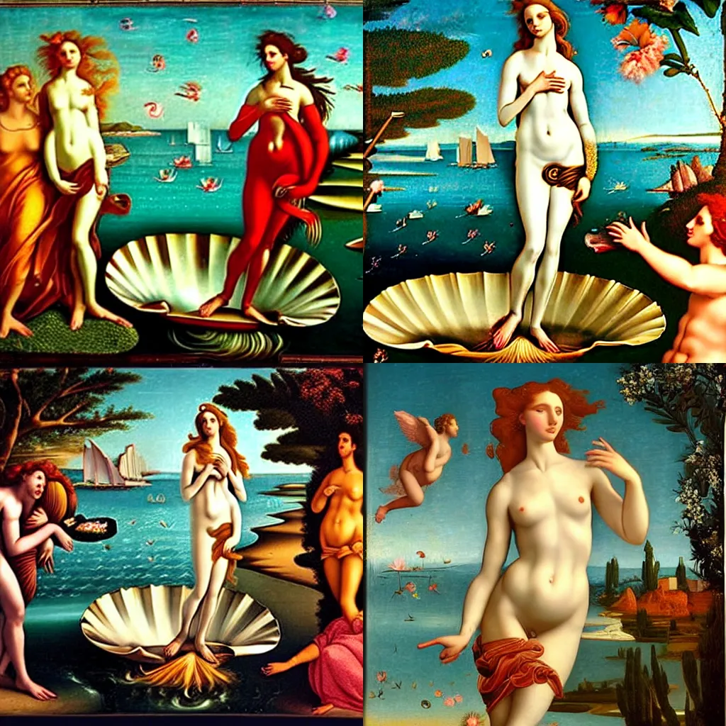 Prompt: g grade. the birth of venus in realistic photo