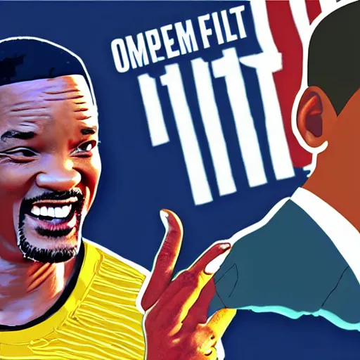 Image similar to will smith slapping obama with a black flip flop, digital art in the style of gta 5 cover art