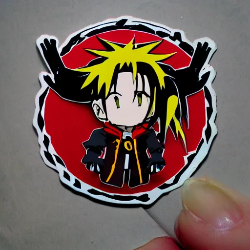 Image similar to die cut sticker, full metal alchemist al and alphons, splatter paint