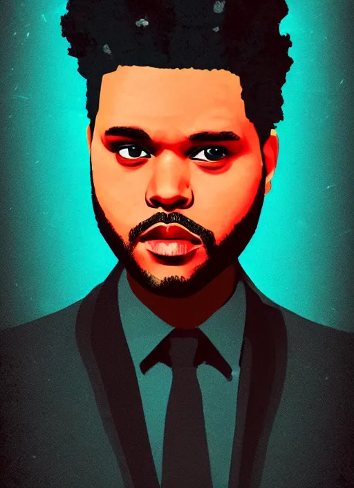 Image similar to a portrait of The Weeknd with a red suit, pop art, beautiful digital pop art, trending pop, 4k, hd, artstation