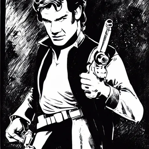 Image similar to han solo holding a pistol by will eisner