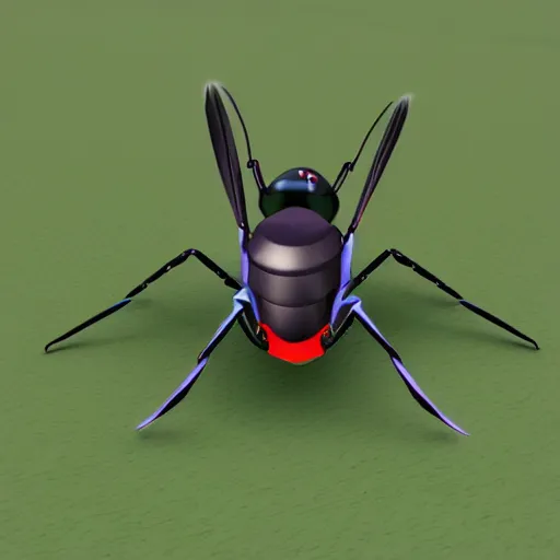 Prompt: low poly robotic wasp