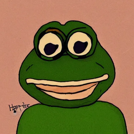 Prompt: hyperreal pepe the frog with curly hair