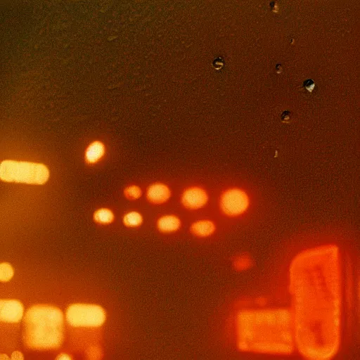 Prompt: Close up of Lepidobatrachus laevis facing the camera in a still from the movie Blade Runner (1982), high quality, rain, rain drops, cold lighting, 4k, night, award winning photo, beautiful