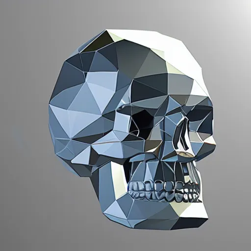 Prompt: low poly crystal skull rendered in unreal engine