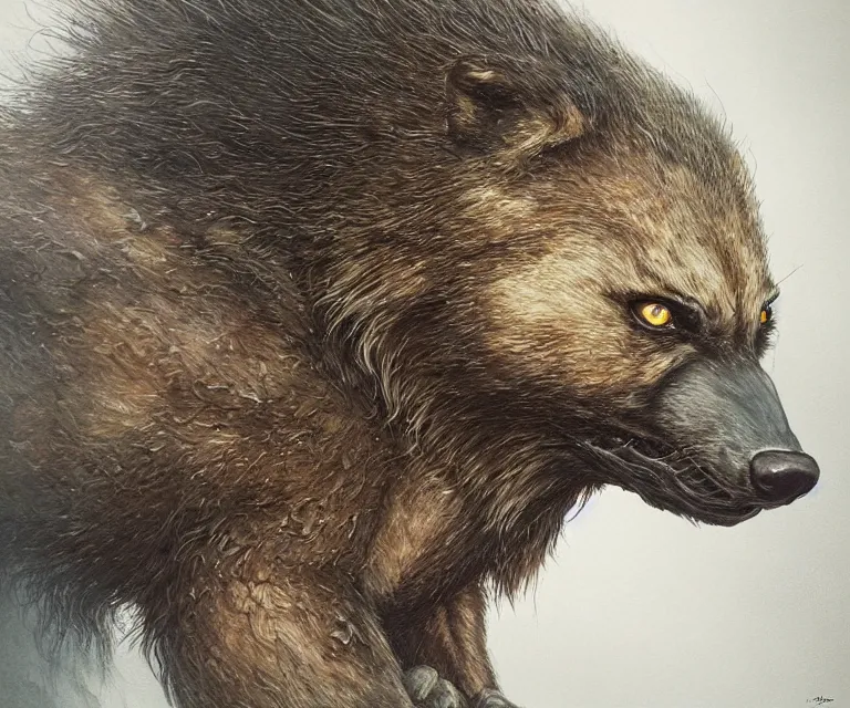 Prompt: two cursed angry wolverine animal in woodland, orthodox, art by franklin booth, by lise deharme, very detailed, trending on artstation, hyperrealism