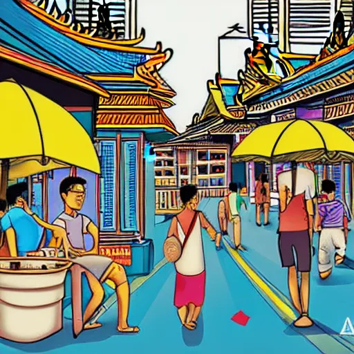 Image similar to a bangkok street background illustrated by albito mielgo - w 1 0 2 4