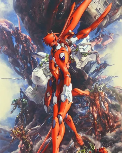 Image similar to evangelion by noriyoshi ohrai, hd, hyper detailed, 4 k