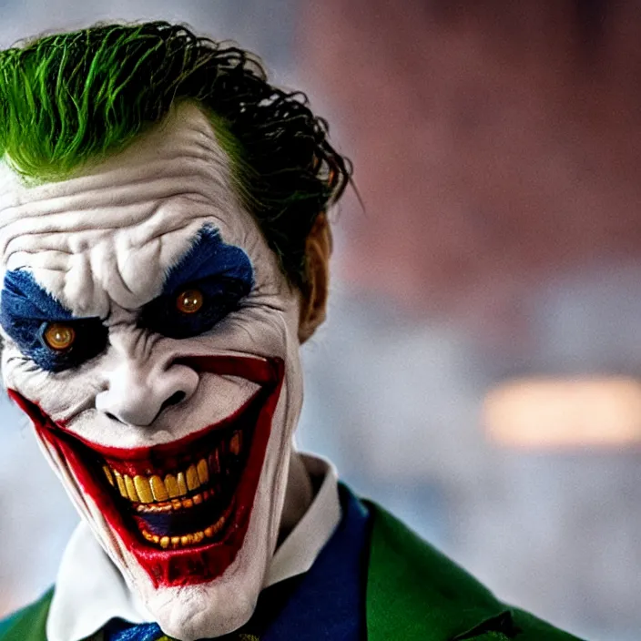 Image similar to willem dafoe as the joker, 8 k, movie still