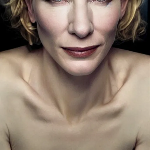 Image similar to Portrait of cate blanchett in a bathtube by Annie leibowitz, photorealisitc ,detailed