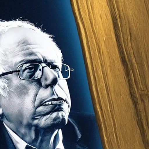 Image similar to bernie sanders as a monster emerging from a closet