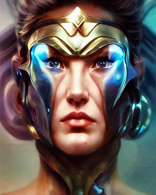 Image similar to Full shot of a wonder woman squid monster astronaut defined facial features, intricate abstract. cyberpunk, symmetrical facial features. By Ruan Jia and Artgerm and Range Murata and WLOP and Ross Tran and William-Adolphe Bouguereau and Beeple. Key Art. Fantasy Illustration. award winning, Artstation, intricate details, realistic, Hyperdetailed, 8k resolution.