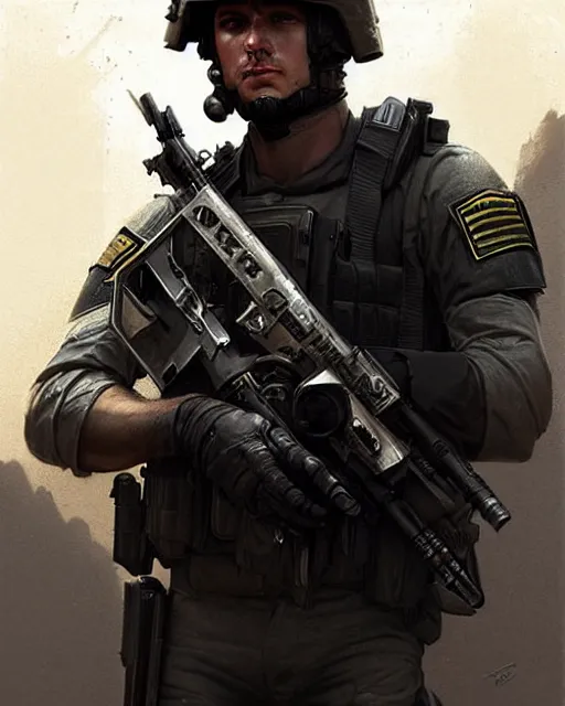 Image similar to swat soldier | | realistic shaded, fine details, realistic shaded lighting poster by greg rutkowski, magali villeneuve, artgerm, jeremy lipkin and michael garmash and rob rey