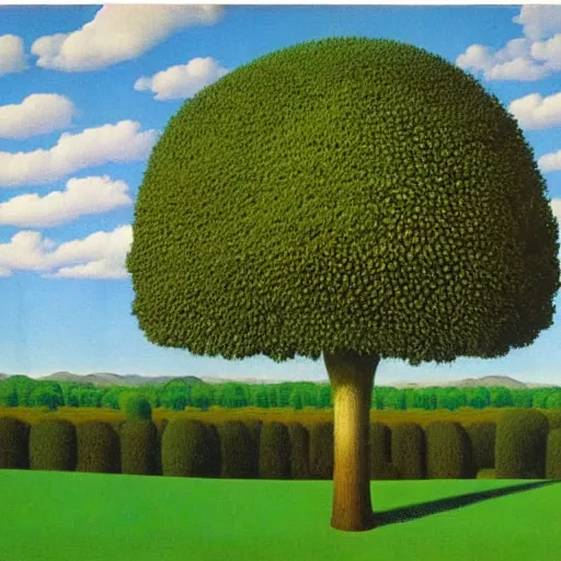 Prompt: nature landscape by rene magritte