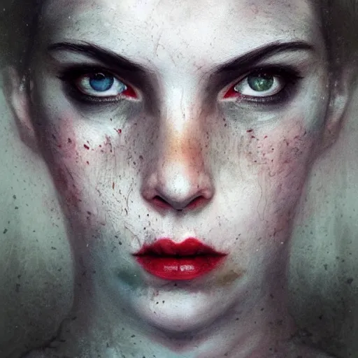 Prompt: the face of horror character portrait, lean face, cinematic lighting, glowing grey eyes, hyper - detailed, 4 k, high resolution, in the style of charlie bowater, tom bagshaw, single face, symmetrical, headshot photograph, insanely detailed and intricate, beautiful, elegant, watercolor, cinematic, portrait, raphaelite, headroom, pierre - auguste renoir