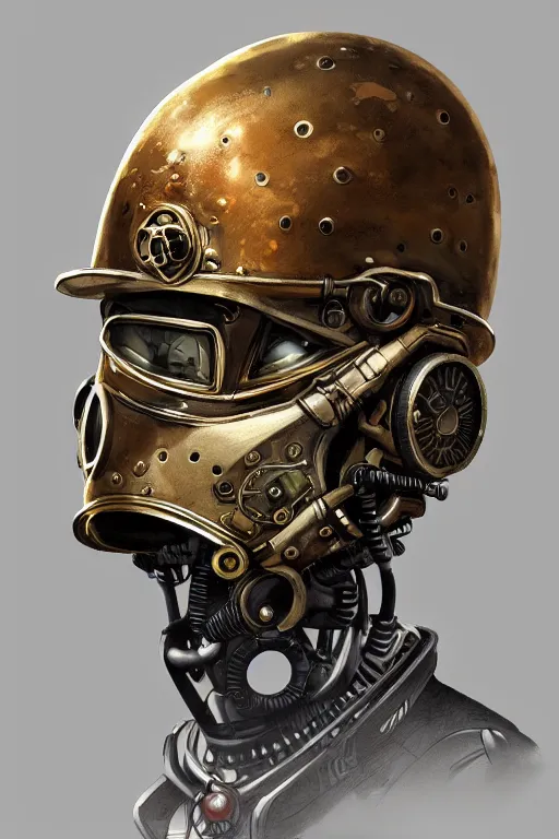 Image similar to steampunk helmet fantasy art mask robot ninja stylized digital illustration sharp focus, elegant intricate digital painting artstation concept art global illumination ray tracing advanced technology chaykin howard and campionpascale and cooke darwyn and davis jack