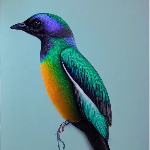 Prompt: a colored pencil drawing of a cap glossy starling by natalia rojas and ana maria martinez jaramillo, pastel color, wingspan, highly detailed, realistic graphite, artstation, 4 k, realism, photorealism, fine art
