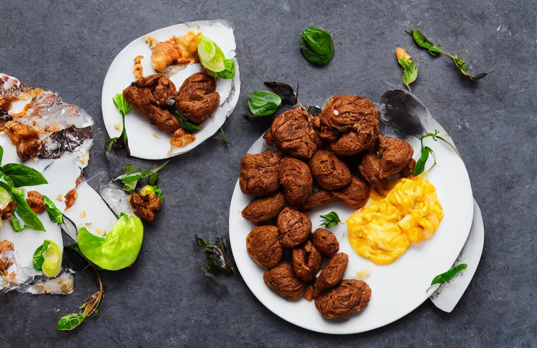 Prompt: poop served on a plate, food photography