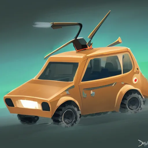 Image similar to 2d concept art of small vehicle by Dawid Michalczyk