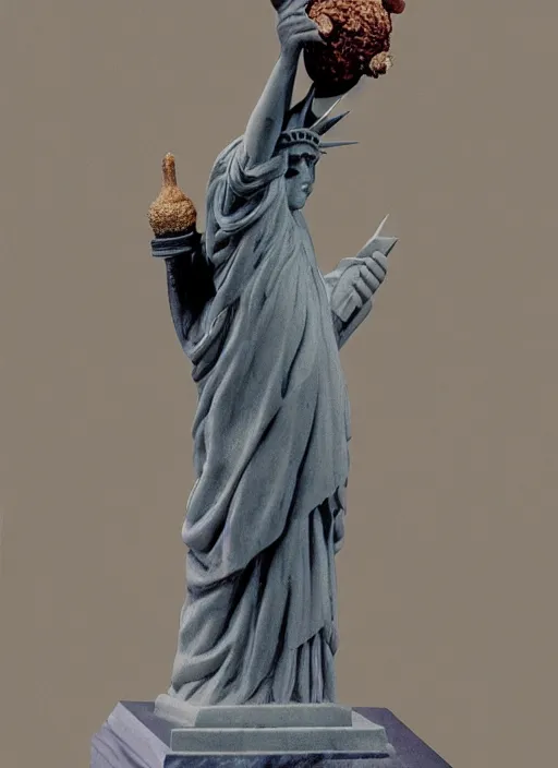 Image similar to A marble statue of a squirrel as a statue of liberty, holding an acorn in it's hand, museum photo