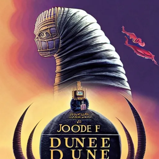 Image similar to book cover god emperor of dune. cartoon joe biden face covering sandworm mouth. cover art cgi movie poster style