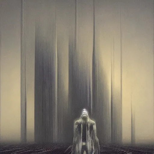 Image similar to cyberpunk by zdzisław beksinski